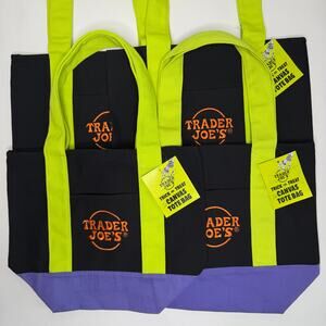 SET OF 4 — Trader Joe’s Canvas MINI HALLOWEEN Tote Bags — Multicolor Black Green